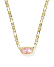 Elisa Figaro Gold Chain Pendant Necklace-Pink Iridescent Mother of Pearl