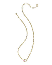 Elisa Figaro Gold Chain Pendant Necklace-Pink Iridescent Mother of Pearl