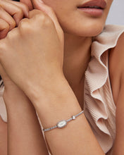 Grayson Rhodium Stretch Bracelet-Mother of Pearl