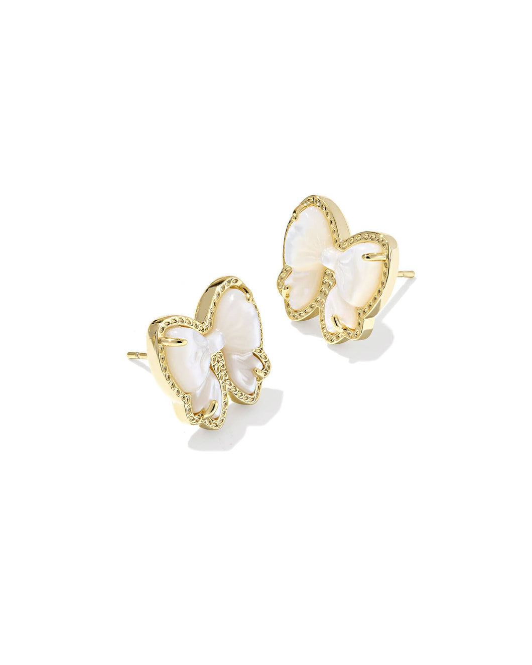 Haley Ivory Bow Stud Earring-Mother of Pearl
