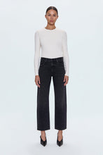 Lexi Silver Screen Mid Rise Bowed Straight Jean