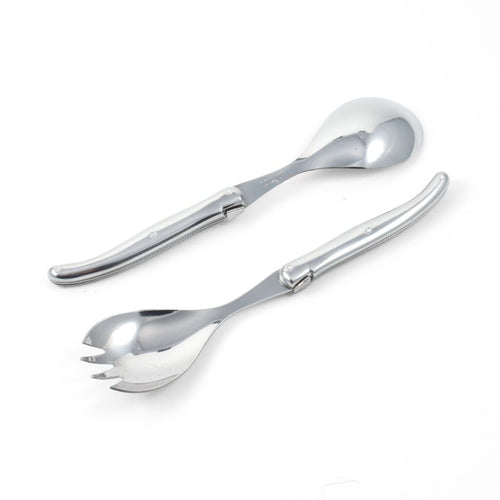 Laguiole Platine Stainless Steel Salad Serving Set in Wooden Box