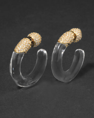 Liquid Lucite Crystal Pave Hoop Earring