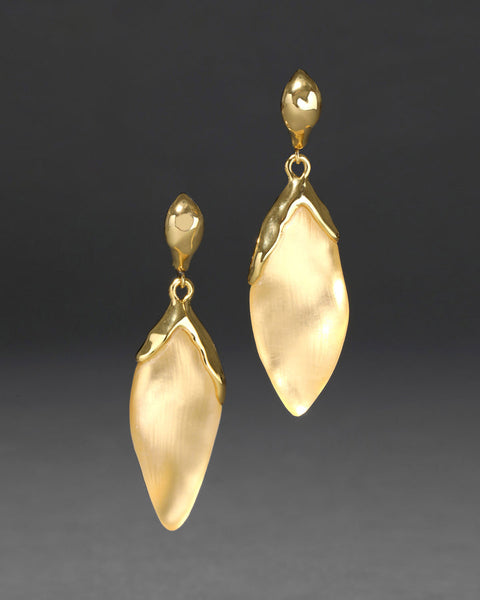 Gold Luminous Lucite Petal Leverback Earring
