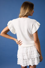 Flag Ruffle Sleeve Sweater