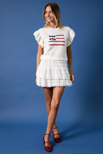 Flag Ruffle Sleeve Sweater