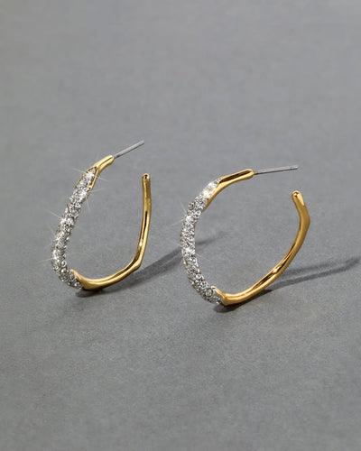 Gold Crystal Pave Hoop Earring