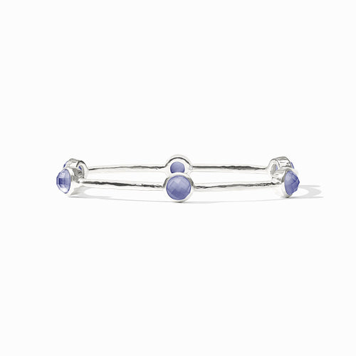 Milano Luxe Silver Bangle- Tanzanite Blue-Medium