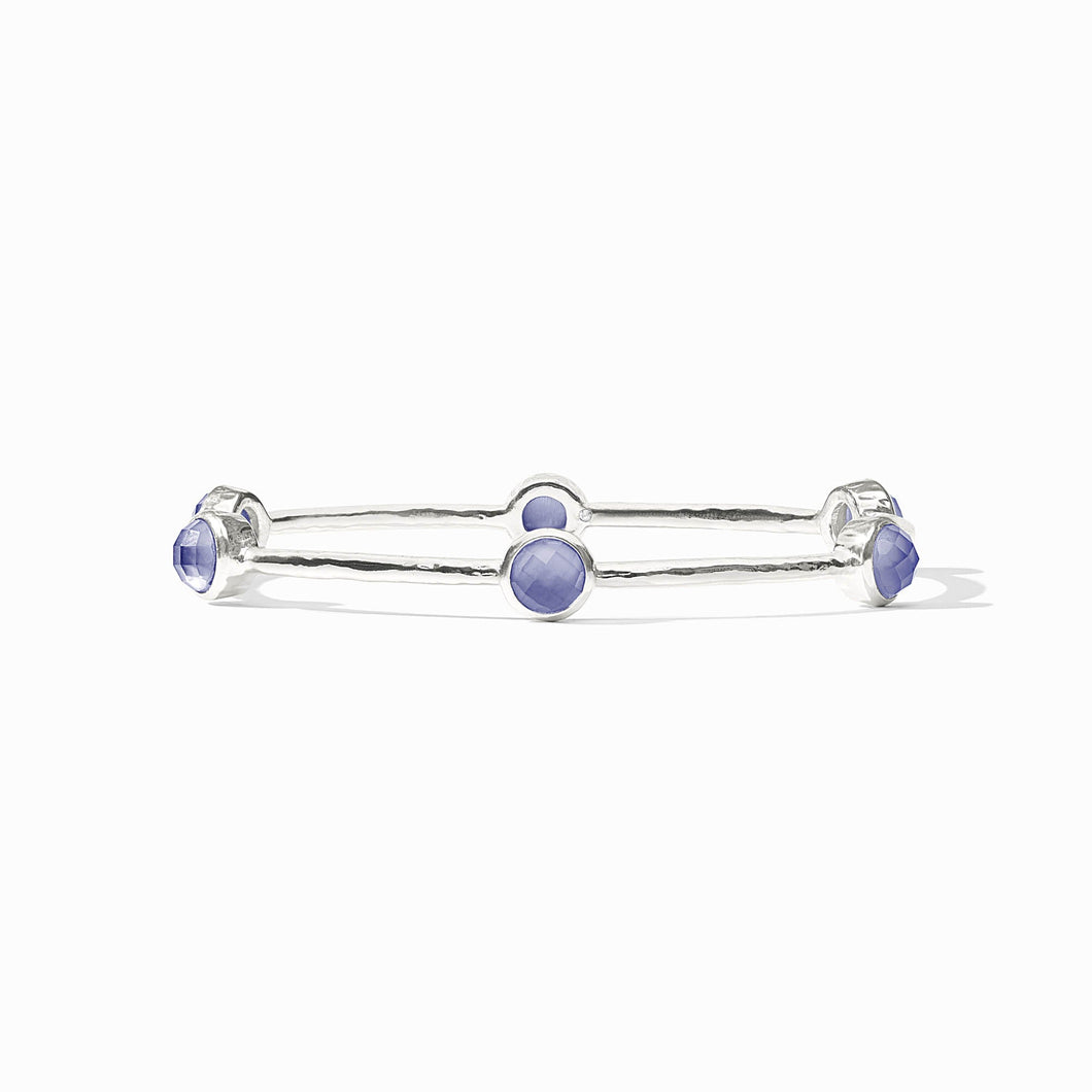 Milano Luxe Silver Bangle- Tanzanite Blue-Medium