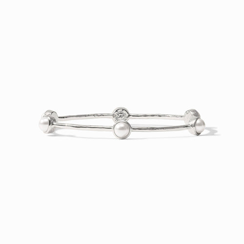 Milano Luxe Silver Bangle-Pearl-Small