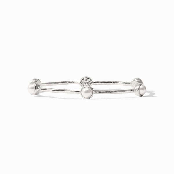 Milano Luxe Silver Bangle-Pearl-Small