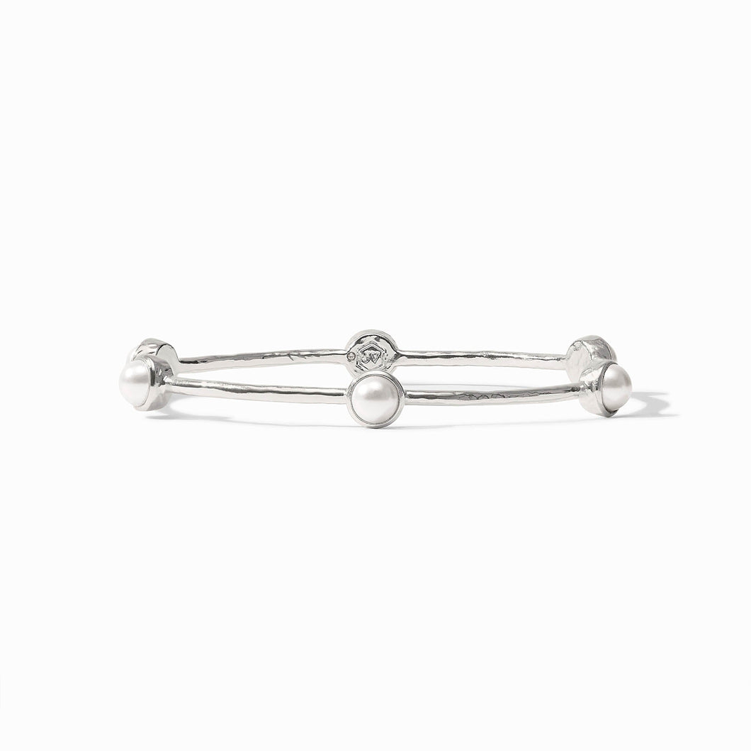 Milano Luxe Silver Bangle-Pearl-Small
