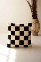 Black and White Check Hand Hooked Pillow