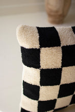 Black and White Check Hand Hooked Pillow
