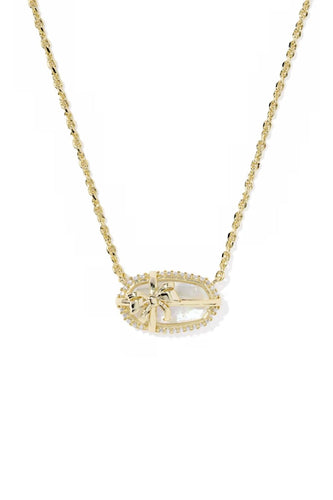 Elisa Gold Ivory Bow Short Pendant Necklace