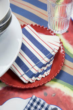 Navy and Red Awning Stripe Cocktail Napkin