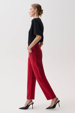 Lexi Savvy Red Mid Rise Bowed Straight Leg Jean