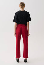 Lexi Savvy Red Mid Rise Bowed Straight Leg Jean