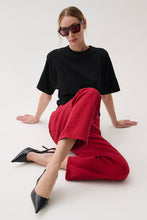Lexi Savvy Red Mid Rise Bowed Straight Leg Jean