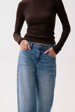 Lexi Star Studded Mid Rise Bowed Straight Jean