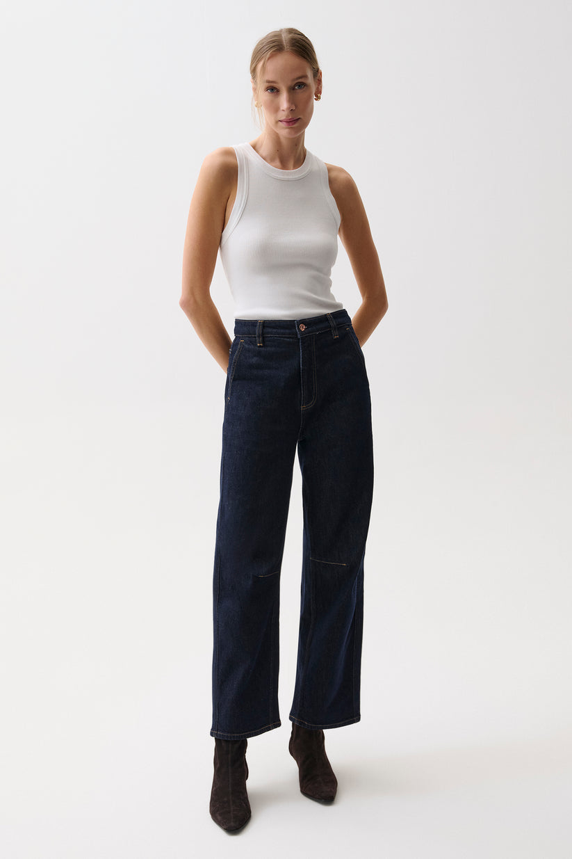 Beau Nightfall Seamed Crescent Raw Jean