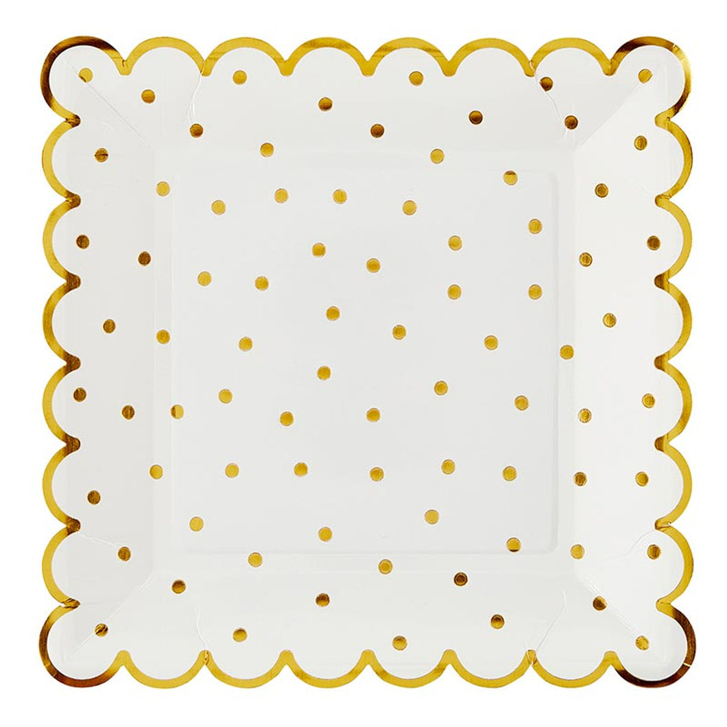 Gold Dot Paper Plate 8pk