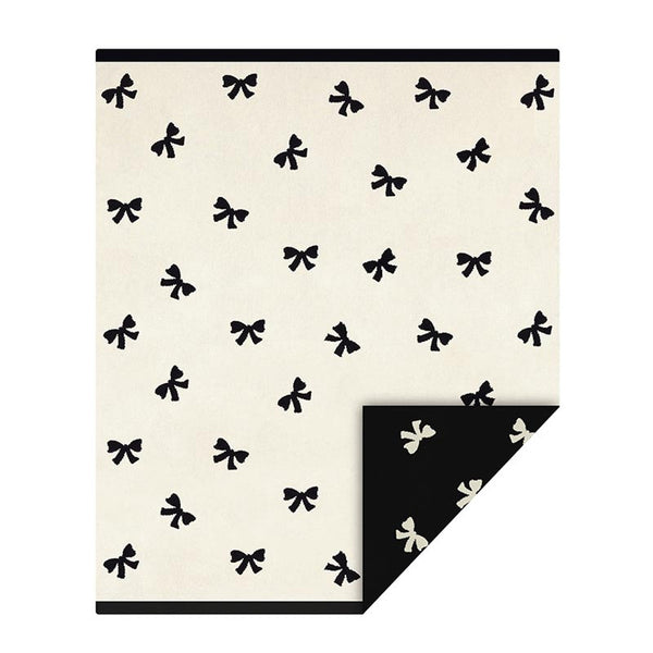 Ivory Black Bow Throw