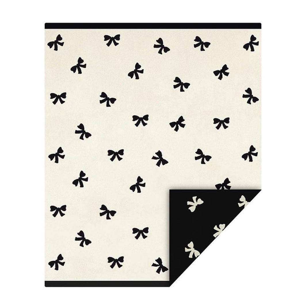 Ivory Black Bow Throw