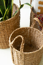 Round Braided Seagrass Basket with Handles-Small