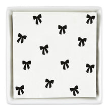 Black Bow Napkins in Ceramic Tray