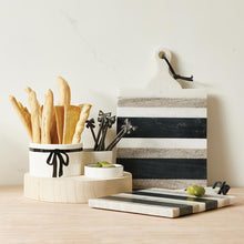 Bow Trio Ceramic Bowls with Wood Base