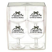 Merry Christmas Acrylic Wine Glasses Set/4