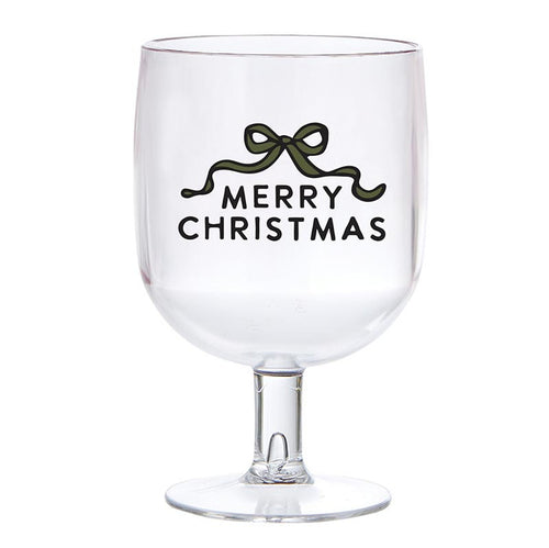 Merry Christmas Acrylic Wine Glasses Set/4