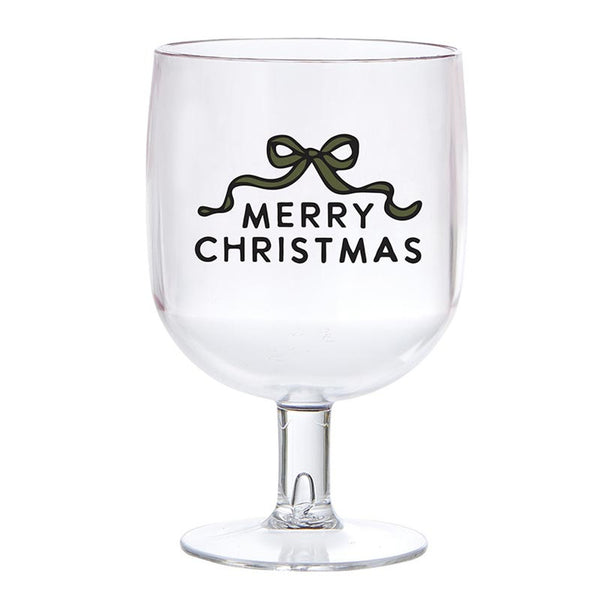 Merry Christmas Acrylic Wine Glasses Set/4