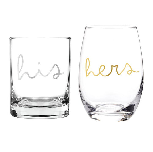 His and Hers DOF and Wine Glass Set