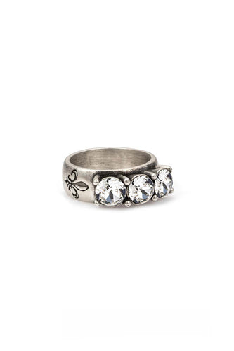 Triple Austrian Jet Silver Ring