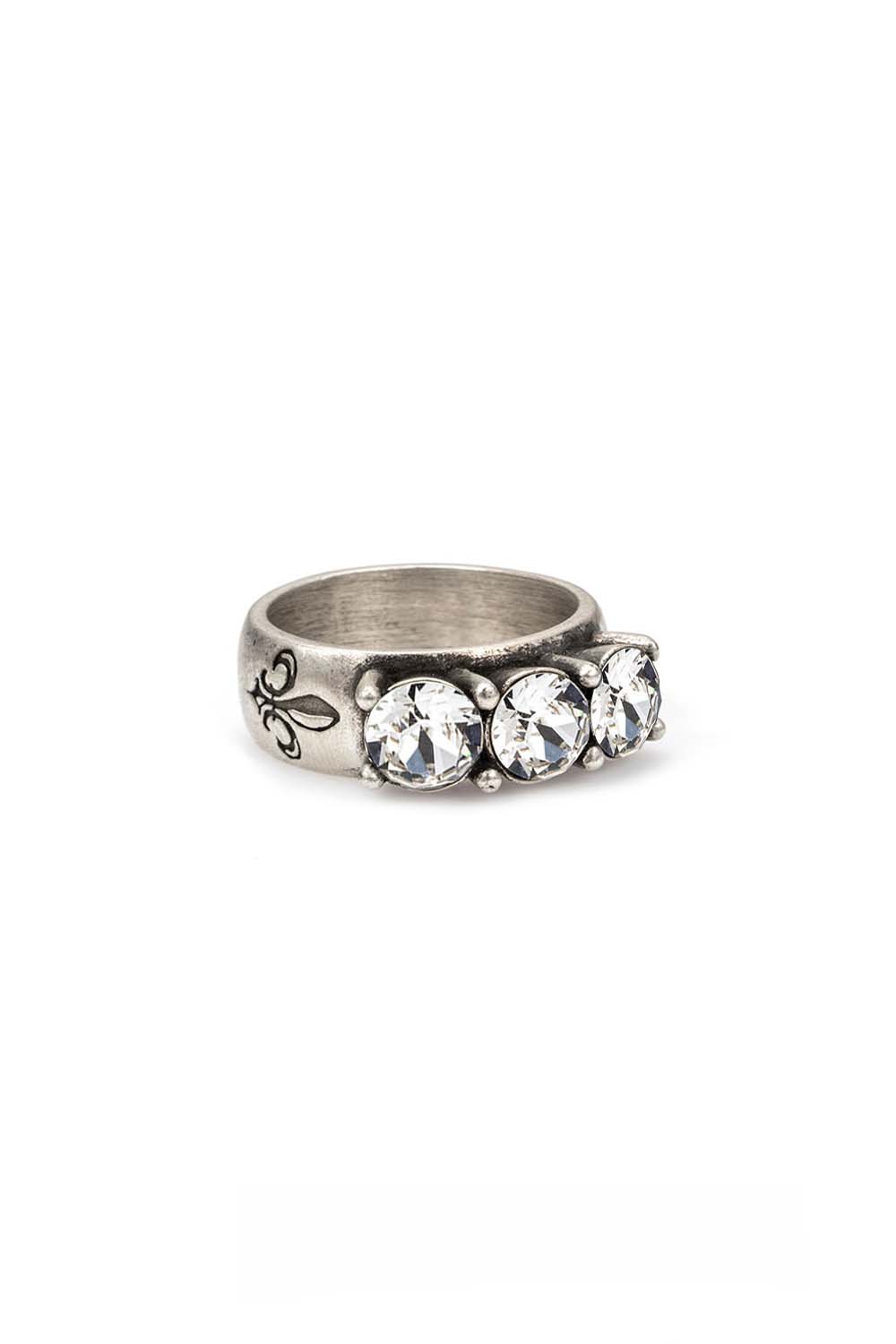 Triple Austrian Jet Silver Ring