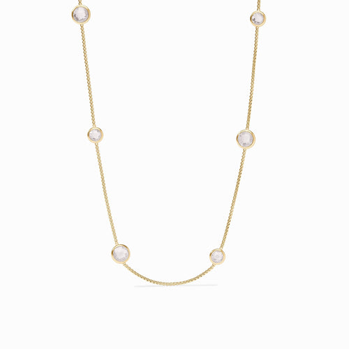 Rainbow Clear Crystal Station Necklace