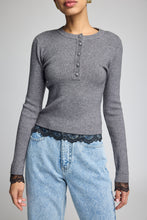 Olivia Lace Combo Henley Sweater