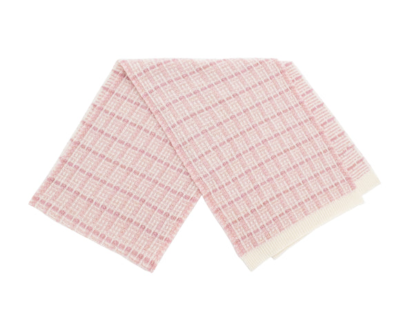 Soft Pink Blue Tweed Knit Scarf