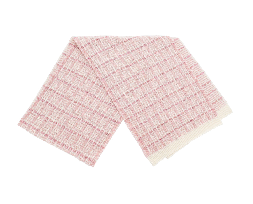 Soft Pink Blue Tweed Knit Scarf