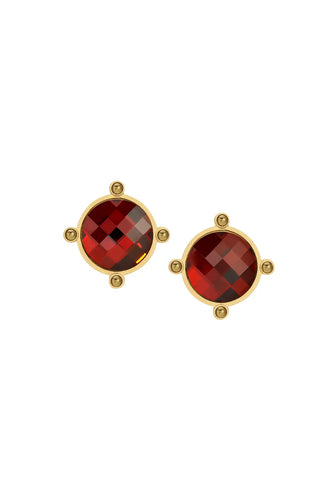 Orielle Red Magma Chessboard Gold Cab Earring