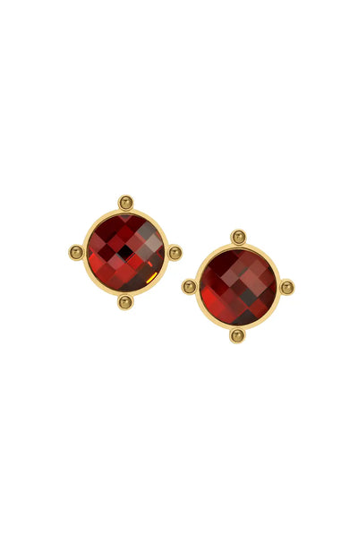 Orielle Red Magma Chessboard Gold Cab Earring