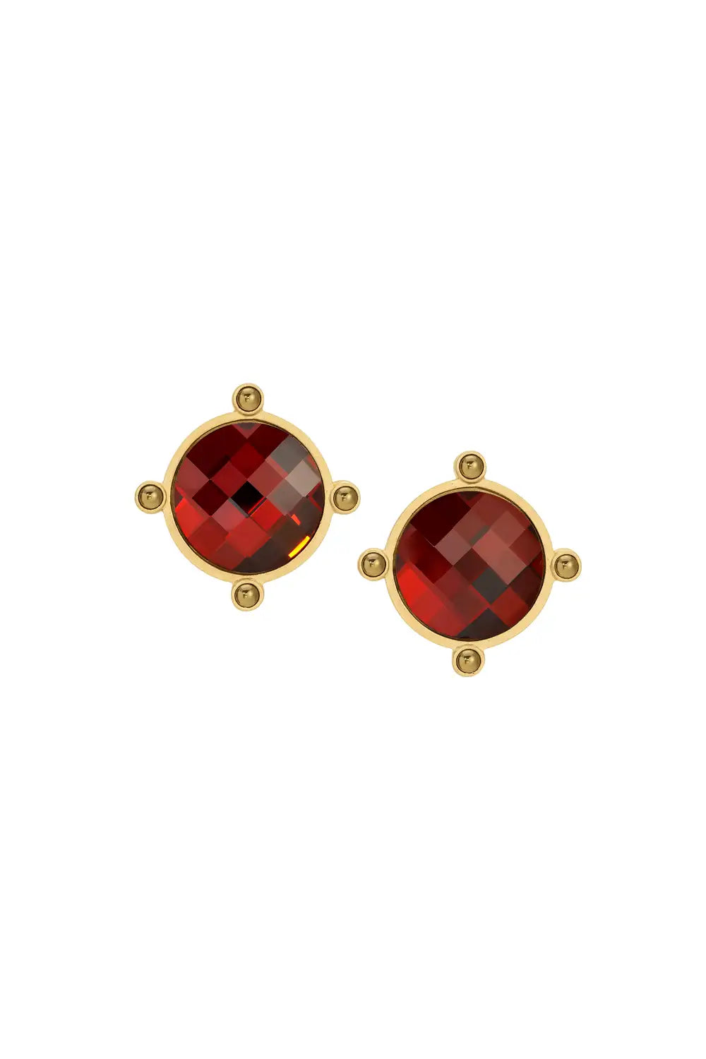 Orielle Red Magma Chessboard Gold Cab Earring