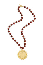 Ruby Shell Pearl Mont Joye Medallion Necklace