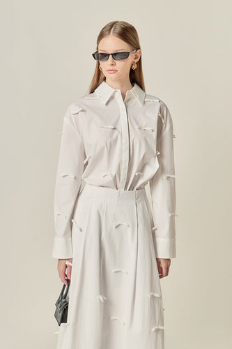 Bow Detailed Drop Shoulder Shirt