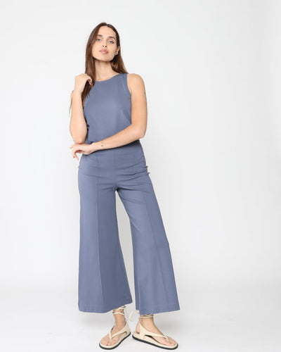 Ponte Knit Cropped Wide Leg Pant