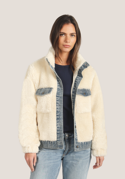 Sawyer Shearling Denim Trim Jacket