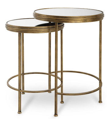 ANTIQUE BRUSHED GOLD NESTING TABLES S/2