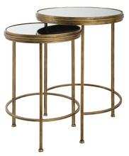 ANTIQUE BRUSHED GOLD NESTING TABLES S/2